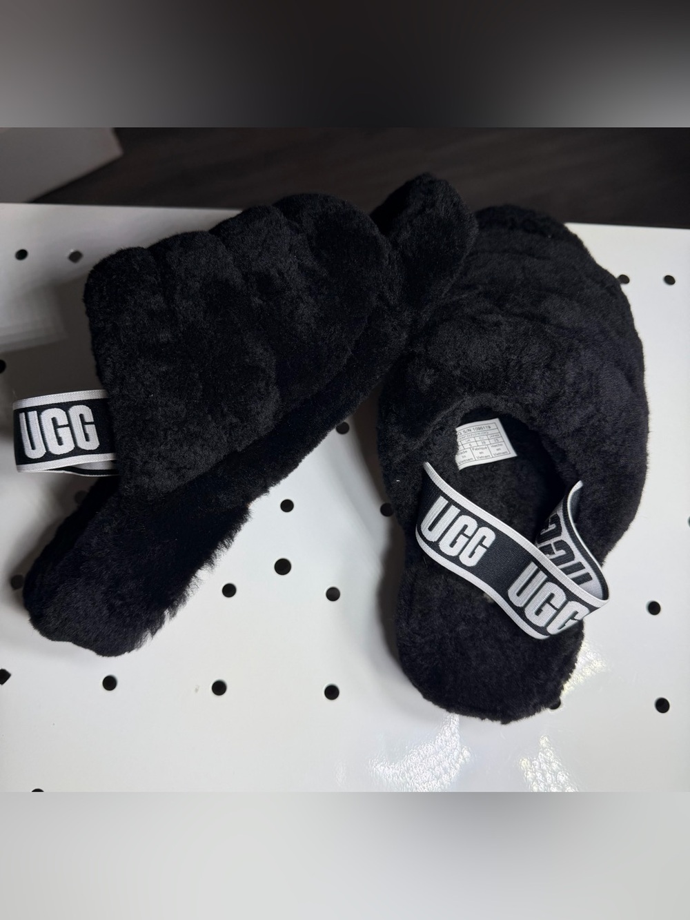 Ugg Fluff Yeah Sling black Fluffy Slippers Womens Size 8 (Excellent Condition!) - Picture 6 of 8